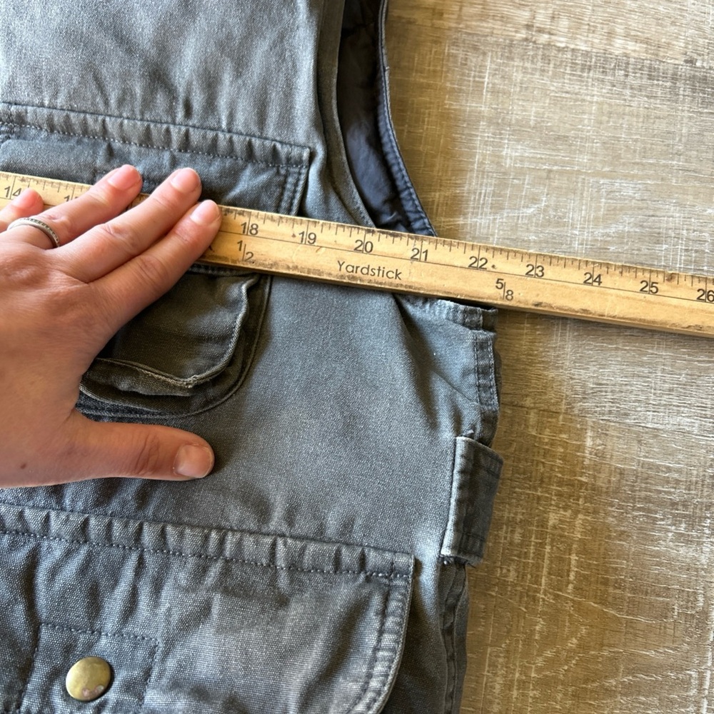 Eddie Bauer Men’s Goose Down Puffer Cargo Safari Vest M Outdoor Heavy Canvas - Picture 9 of 16